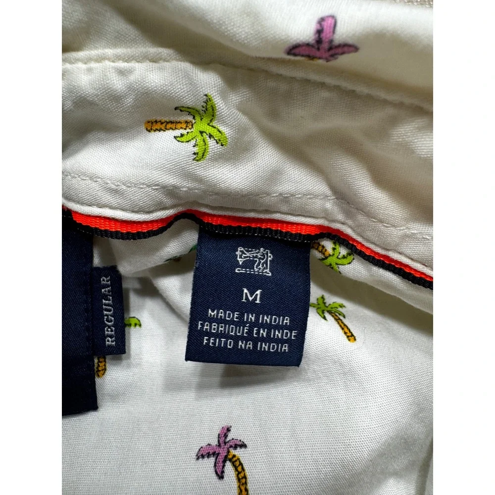 Scotch & Soda Mens White Embroidered Palm Tree Short Sleeve Button Down Shirt M - Picture 5 of 9